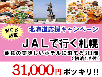 【JAL利用】31,000円ポッキリで札幌の朝食がおいしいホテルに泊まろう 2日間・初泊1泊付3日間